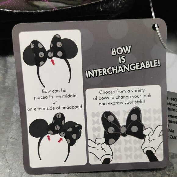 Disney Maleficent Bow for Minnie Mouse Ears Headband - New with Tag - Picture 7 of 9